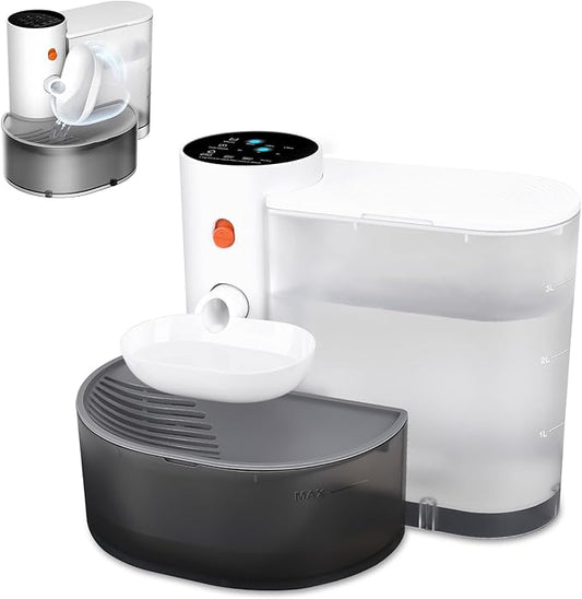 GJEASE Smart Pet Water Fountain No Filter,Wireless Cat Water Fountain Cordless, Battery Operated Filterless Cat Water Fountain