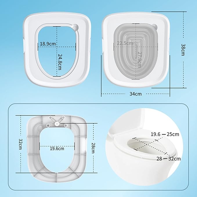 ZJchao Cat Toilet Training System, Cat Potty Toilet Training Universal Reusable Cat Toilet Trainer for Pet Cleaning Pet Supply Help Trains Your Cat Litter Tray (White Tray, 1 Gray Inner Support)