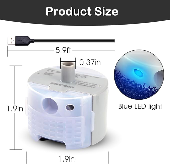 Cat Water Fountain Pump,Cat Fountain Pump Replacement Pump SMA-800 Submersible Motor,Pet Water Fountain Pump for Stainless Steel Cat Water Dispenser (Bottom pumping)