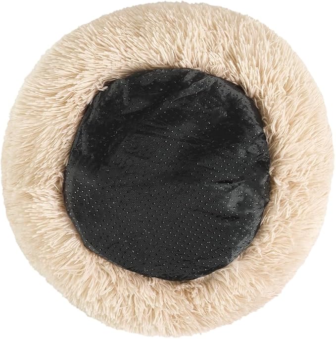 otoez Kitten Puppy Bed Extra Small XS Round Dog Cat Beds Anti Anxiety Plush Pet Calming Donut Bed with Non-Slip Waterproof Bottom, Washable (15.7", Taupe)