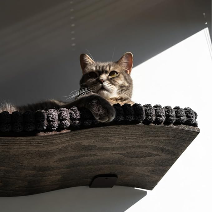 Kitsune Garden Cat Wall Shelves, Floating Cat Shelves, Cat Wall Furniture, Wall Mounted Cat Bed, Cat Wall Shelf, Cat Perch, Cat Bedding, Modern Cat Furniture, Cat Wall, Cat Waved Shelf Grey