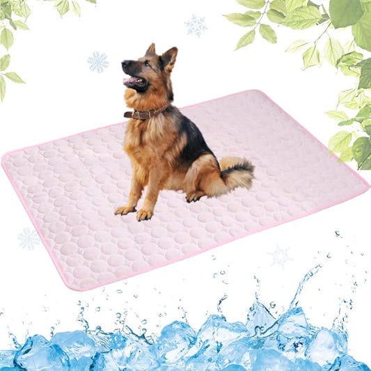 Dog Cooling Mat Washable, Portable Summer Dog Pad, Water-Absorbent Pet Cooling Pad, Ice Silk Self-Cooling Mat for Dog for Kennel/Sofa/Bed/Floor/Car Seats(Pink,27x39in)