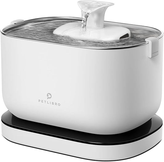 PETLIBRO Cordless Cat Water Fountain, Rechargeable Battery Operated Wireless Pet Water Fountain, 2.5L/84oz Cat Water Dispenser for Drinking with Quiet Pump Stainless Steel Tray Easy Clean BPA-Free