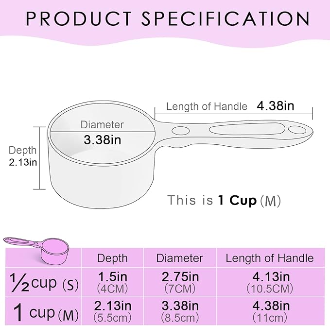 Super Design SUPERDESIGN Food Scoop Dog Cat Food Scoop Ice Scoop Flour scoop Candy scoops Dry Measuring Cup Plastic Scoop for Canisters and Freezer 1/2 Cup Food Grade Melamine PURPLE