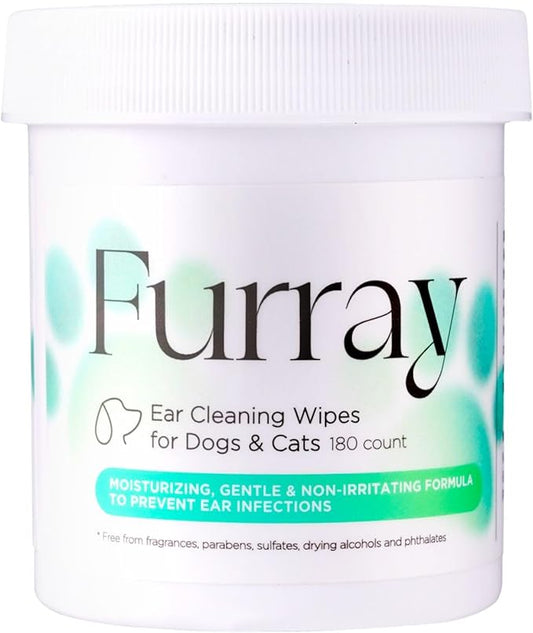 Ear Cleaning Wipes for Dogs and Cats 180 Count | for Small-Medium Breeds | Soothes, Deodorizes, Removes Ear Wax, Ear Relief | Gentle, Aloe Based, Fragrance-Free, pH-Balanced Formula