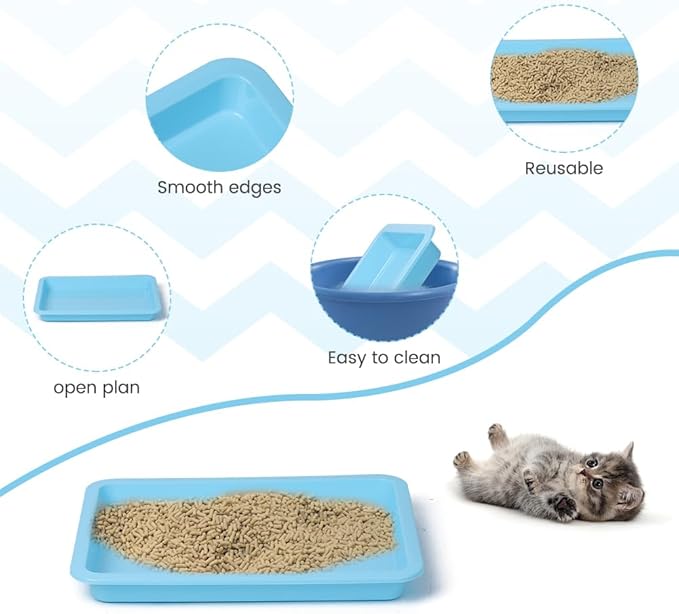 10 Pcs Travel Toilet Mini Litter Box,Plastic Portable Small Litter Pan Water Litter Box for Kittens Bunny Cat