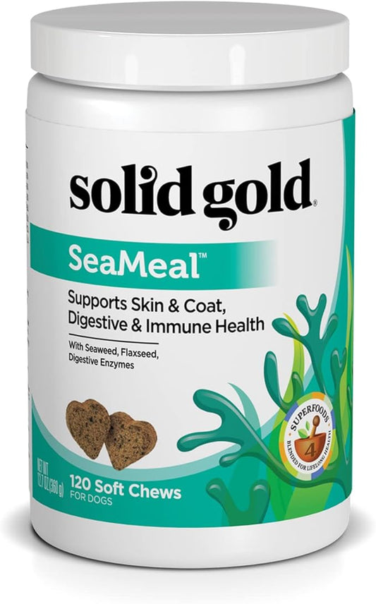 Solid Gold Vitamins and Supplements for Dogs and Cats - Soft Chews Multivitamin with Omega 3, Digestive Enzymes, 120 Count