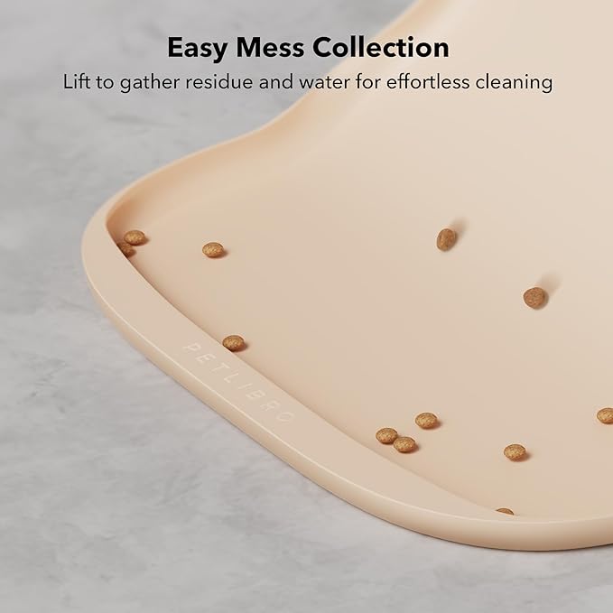 PETLIBRO Cat Food Mat Safety Silicone Dog Food Mat for Feeder Fountain Waterproof Dog Bowl Mats Raised Edge Spill Protection Floor, Cove Feeding Pet Mat(for PLAF109 PLAF301, Granary Dual Tray Feeder)