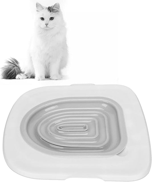 ZJchao Cat Toilet Training System, Cat Potty Toilet Training Universal Reusable Cat Toilet Trainer for Pet Cleaning Pet Supply Help Trains Your Cat Litter Tray (White Tray, 1 Gray Inner Support)