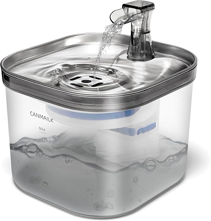 Cat Water Fountain,67oz/2L Cat Water Fountain Stainless Steel, Automatic Super Silent Pet Water Fountain with Filter, Suitable for All Cats and Small Pets(Gray)