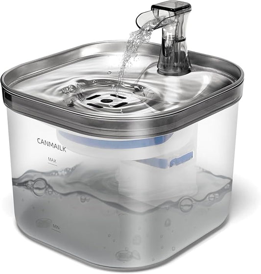 Cat Water Fountain,67oz/2L Cat Water Fountain Stainless Steel, Automatic Super Silent Pet Water Fountain with Filter, Suitable for All Cats and Small Pets(Gray)