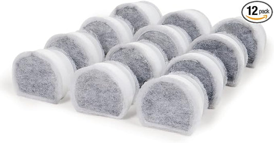 PetSafe Drinkwell Cat Water Fountain Carbon Replacement Filters - Compatible with Drinkwell 1/2 Gallon, 1 Gallon, 2 Gallon, Avalon, Pagoda, Sedona and Seascape Fountains, 12-Pack