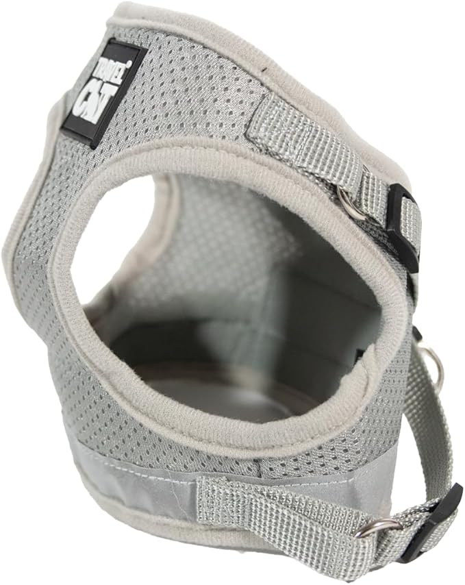 Travel Cat Harness and Leash Set - Adjustable Fit Mesh Cat Harness and Reflective Strap - Comfort Escape Proof Harness for Cats, Kitten for Outdoor Walking, Hiking (Small, Grey)