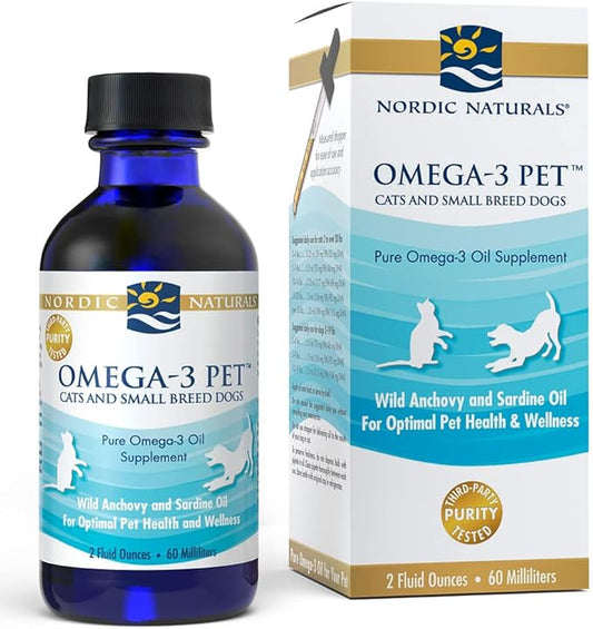 Nordic Naturals Omega-3 Pet, Unflavored - 2 oz - 304 mg Omega-3 Per One mL - Fish Oil for Small Dogs & Cats with EPA & DHA - Promotes Heart, Skin, Coat, Joint, & Immune Health