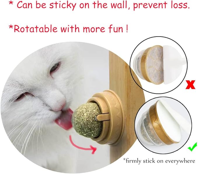 Oncpcare 4 Pack Catnip Balls, Natural Mint Leaf Catnip Balls for Cats Wall Cat Nip Balls Cat Treats Magic Ball for Cat, Kitten, Kitty Playing Chewing
