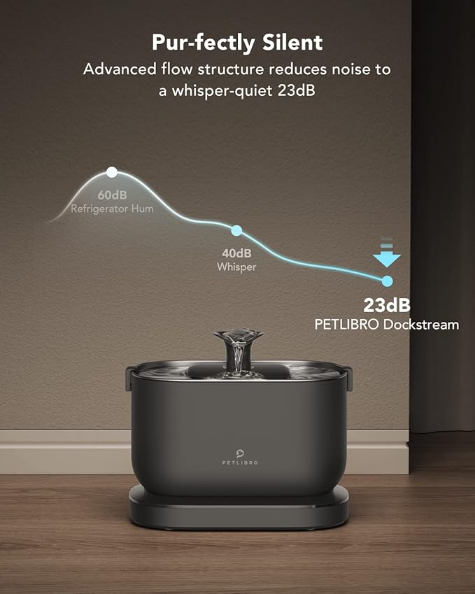 PETLIBRO Cat Water Fountain, Cordless Pet Water Fountain Battery Operated, 2.5L/84oz Dockstream Water Fountains for Cats Indoor, Cat Fountain with Stainless Steel Tray, Easy to Clean BPA-Free