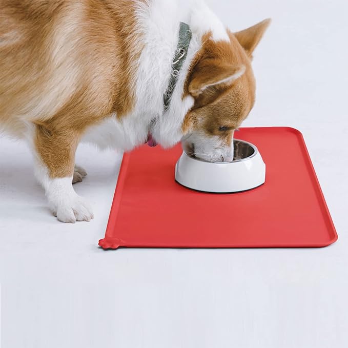 AUDWUD Silicone Waterproof Pet Feeding Mats,Anti Slip Bowl Pad, Dog Mat for Food and Water