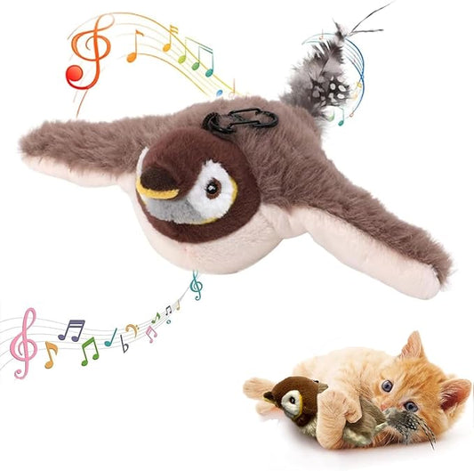 Flappy Chase Cat Toy, Flappy Bird Chase Cat Toy, Interactive Flying Bird Cat Toys for Indoor Cats, Flying Cat Toys for Indoor Cats, Simulated Interactive Chirping Bird Cat Toy Sparrow