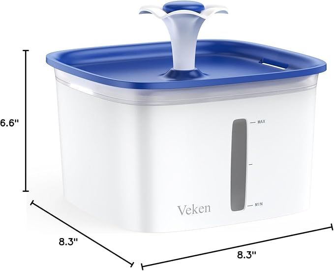 Veken 95oz/2.8L Pet Fountain, Automatic Cat Water Fountain Dog Water Dispenser with Replacement Filters for Cats, Dogs, Multiple Pets (Blue, Plastic)