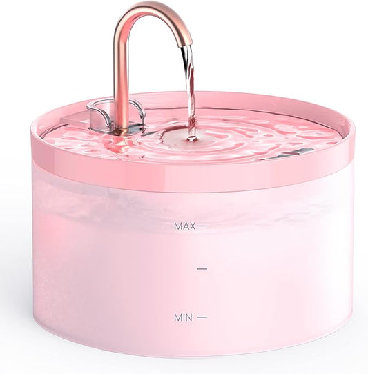Cat Water Fountain Pink for Drinking: 67oz/2L Cat Fountain - Cute Pet Water Fountain for Cats Inside - Quiet Cat Drinking Fountain - Faucet Pet Fountain - Suitable for Kitty & Kitten - GIOTOHUN