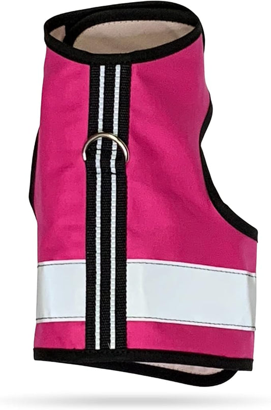 Reflective Cat Harness - High-Visibility Cat Vest for Day & Night | Secure, Breathable and Washable Cotton | Ideal for Walking & Traveling - Flamingo Pink, XS
