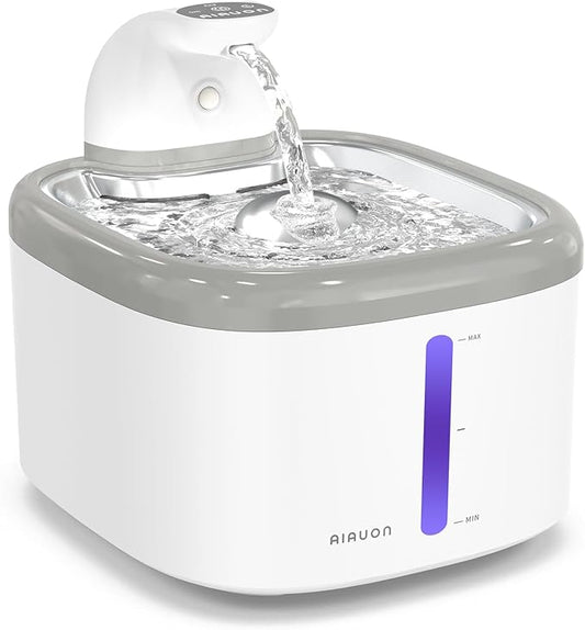 Cat Water Fountain 118oz/3.5L Battery Operated Cat Water Fountain Wireless Pet Water Fountain for Cats Inside, Automatic Cat Waterer Fountain for Cats Dogs Multiple Pets (Light Gray)