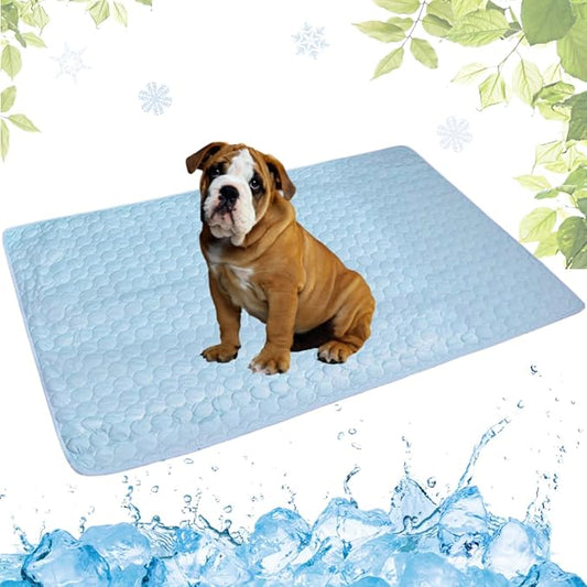 Dog Cooling Mat Washable, Portable Summer Dog Pad, Water-Absorbent Pet Cooling Pad, Ice Silk Self-Cooling Mat for Dog for Kennel/Sofa/Bed/Floor/Car Seats(Light Blue,19x23in)