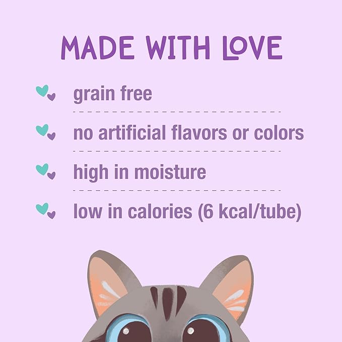 Love, NALA Lickable Cat Treats Squeeze Up, Sachet Tuna Mousse, Puree Wet Cat Treats - Grain Free Cat Treats Lickable, Natural Cat Squeeze Up Treats- Cat Puree Meal Topper - 4 Pack 2oz.