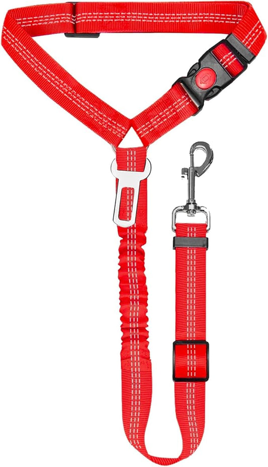1 Packs Removable Dog Seat Belt Harness for Car, 3 in 1 Pet Dog Car Seatbelt Leash, Retractable Restraint Secures to Vehicle Headrest & Adjustable Reflective Dog Seatbelt Tether