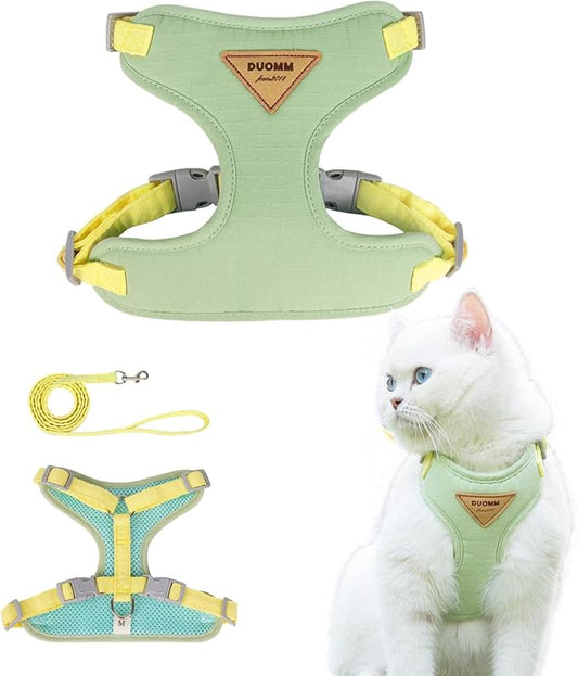Escape-Proof Cat Harness and Leash Set - Adjustable and Comfortable - Ideal for Walking Cat Outdoors - Fits Kittens, Medium, and Large Cats (Green, S)