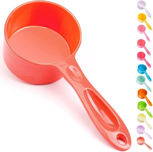 SUPERDESIGN Dog Food Scoop Cat Food Scoop Ice Scoop Flour scoop Candy scoops Dry Measuring Cup Plastic Scoop for Canisters and Freezer 1/2 Cup Food Grade Melamin (Tomato ½ Cup)