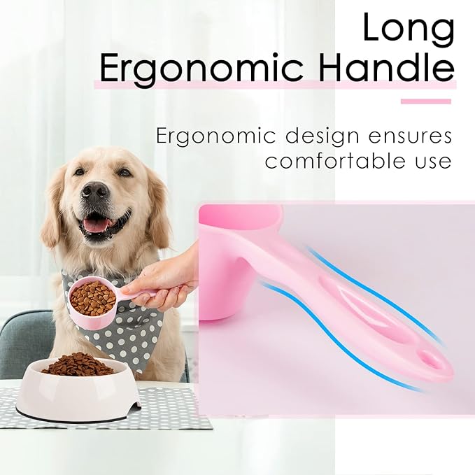 SUPERDESIGN 1/2 Cup Dog Food Scoop for Container Melamine Measuring Scoop for Dogs Cats Birds and Rabbits Pet Food Feeding Scoop Dishwasher Safe - Baby Pink