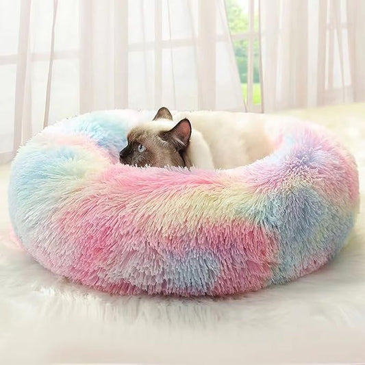 Nisrada Cat Beds for Indoor Cats,20 Inch Dog Bed for Small Melium Large Dogs, Washable-Round Pet Bed for Puppy and Kitten with Slip-Resistant Bottom