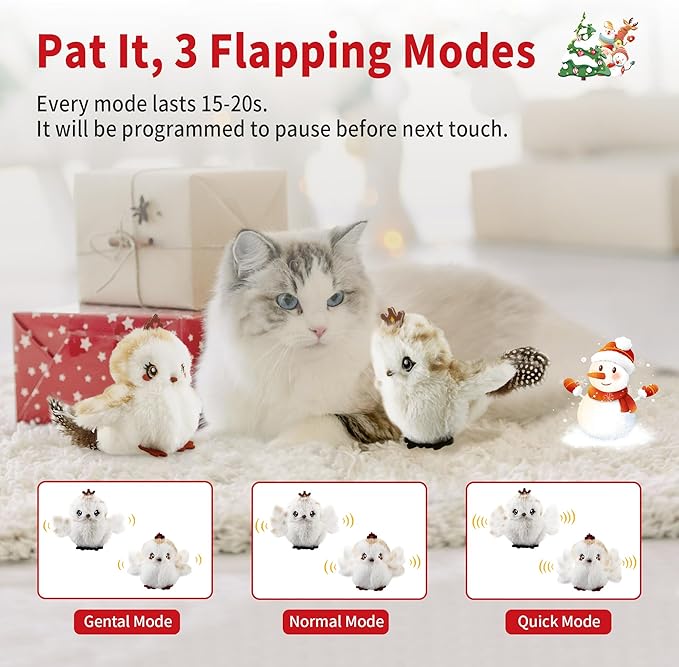 Gigwi Interactive Flapping Cat Toys Catnip, Electronic Flappy Toys Motion Activated, Automatic Cat Toys for Indoor Cats, USB Rechargeable Cat Enrichment Toy for Hunting and Kicker, Birds Couple