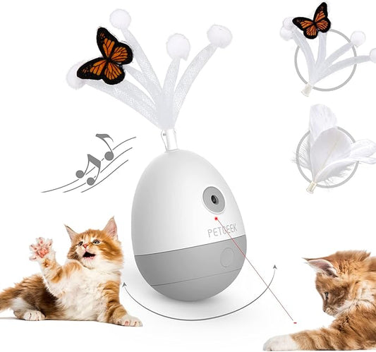 PETGEEK Laser Pointer Cat Toy Interactive Cat Toy for Indoor Cat Toys, Cat Laser Toy with Bird Squeaky, Cat Toy with Cat Wand Replacement, Best Gift for Birthday, Thanksgiving, Christmas, New Year