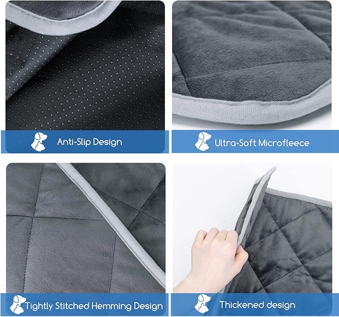 Nobleza Self Warming Pet Mat, Extra Warm Thermal Dog Crate Pad for Indoor Outdoor Pets, Washable Anti-Slip Kennel Mat for Medium Small Dogs and Cats, 24" × 18" Grey