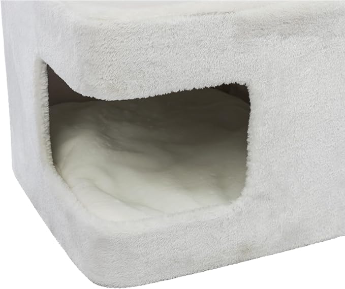 TRIXIE 33.9-in Ava XXL Cat Tree with Thick Scratching Post, Cat Condo, Cozy Top Platform with Removable Cushion, Dangling Cat Toy, Brown/White