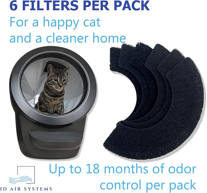 Replacement Filter Compatible with Litter-Robot 4 Activated Carbon Replacement Filter - Activated Carbon Replacement Filter - Keep Home Fresh for Days - 6 Pack