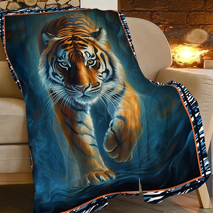Mexican Tiger Blanket Wild Animal Print Throw Blankets for Couch Sofa Bed Stuff Decor Soft Cozy Fleece Plush Flannel Bedding for Baby Girls Boys Kids Women Man Adults Lover 40"x50"