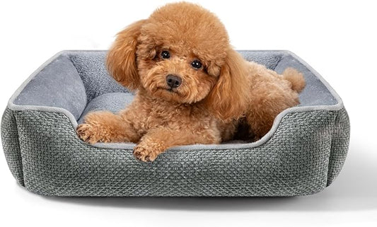 Dog Bed for Small Dogs Rectangle Washable Soft Orthopedic Pet Sofa Bed for Dog Cat Beds for Indoor Cats with Anti-Slip Bottom Dark Grey M