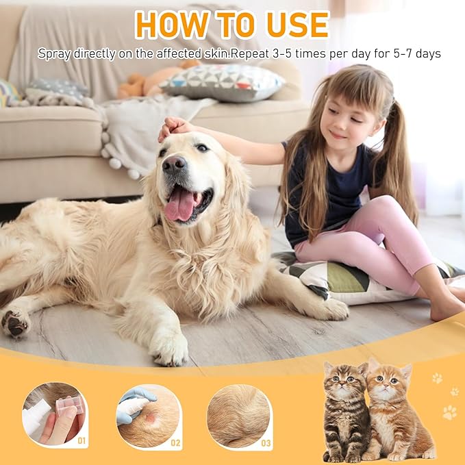 Pet Skin Sprays for Dogs & Cats,Pet Skin Care Spray, Nature Soothing Spray for Clean and Soft Skin, Pet Skin Treatment Spray for All Animals (2Pcs)