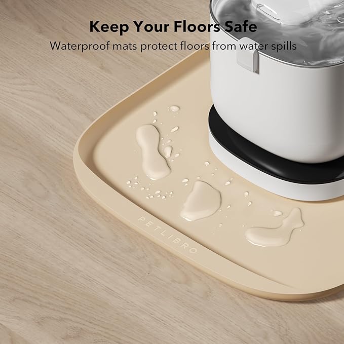 PETLIBRO Cat Food Mat Safety Silicone Dog Food Mat for Feeder Fountain Waterproof Dog Bowl Mats Raised Edge Spill Protection Floor, Cove Feeding Pet Mat(for PLAF109 PLAF301, Granary Dual Tray Feeder)