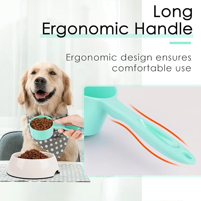 Super Design 1 Cup Dog Food Scoop for Container Melamine Measuring Scoop for Dogs Cats Birds and Rabbits Pet Food Feeding Scoop Dishwasher Safe - Baby Green