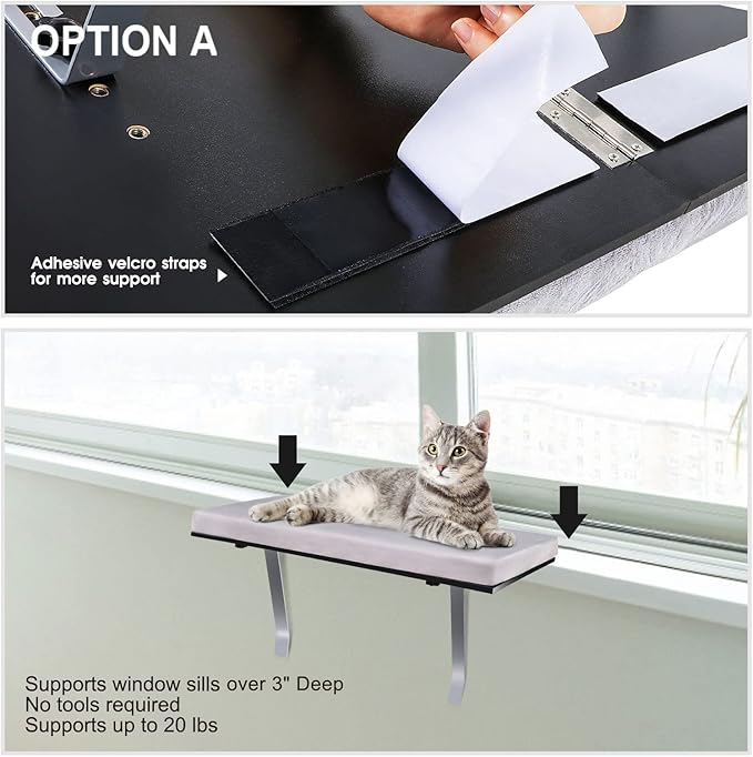 Topmart Window Sill Cat Perch,Kitty Sill,Cat Window Perch for Large Cats,Cat Window Seat,Cat Shelf for Window Sill,Window Cat Bed,Pet Window Perch Shelf