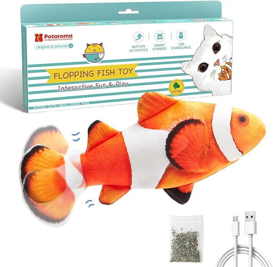 Potaroma Cat Toys Flopping Fish with SilverVine and Catnip, Moving Cat Kicker, Floppy Wiggle Fish for Small Dogs, Motion Kitten Interactive Exercise Toys, Mice Animal Toy 10.5"