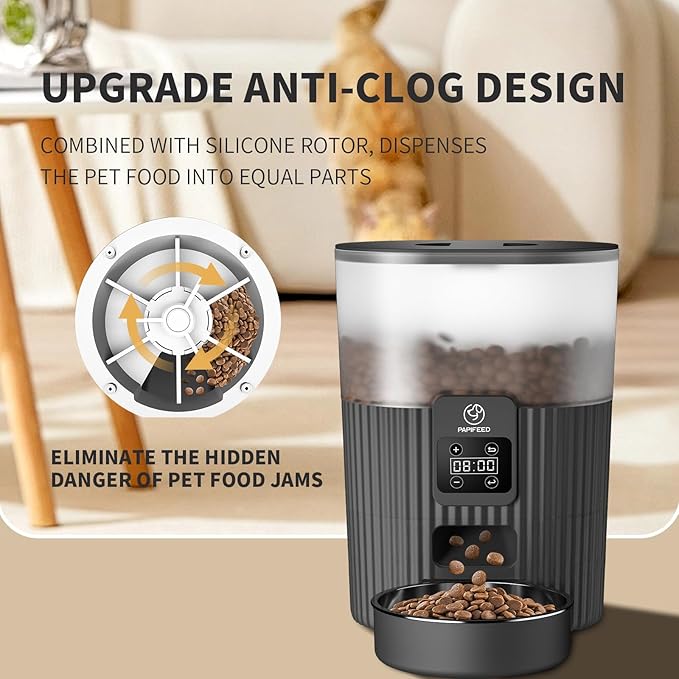 Automatic Cat Feeder, 3.5L Programable Automatic Pet Feeder for cats & dogs, Timed Cat Food Dispenser with Customize Feeding Schedule, 1-10 Meals Per Day Dual Power Supply Auto Cat Feeder