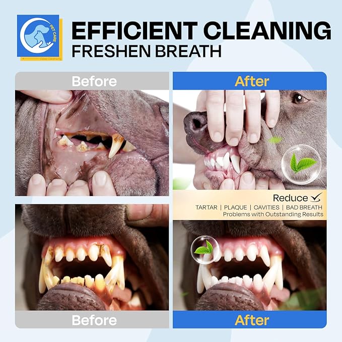 Dental Care Wipes for Dog & Cat- Teeth Cleaning Finger Wipes for Plaque and Tartar Removal, Safe & Gentle Disposable Toothbrush Wipes for Fresh Breath & Gum Care - 50 Pcs