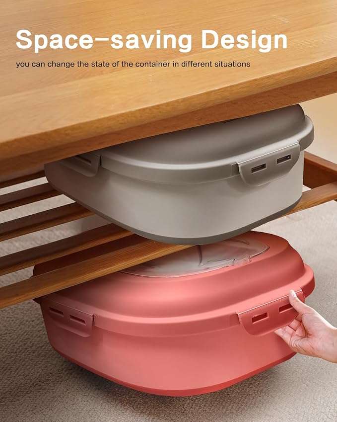 ANVS Dog Food Storage Container - Collapsible Dog Food Container with Airtight Lids, Scoop and 2.5L Small Pet Food Storage Container Dry Food For Dog, Cat and Other Pet Food (Pink, 30 lbs)