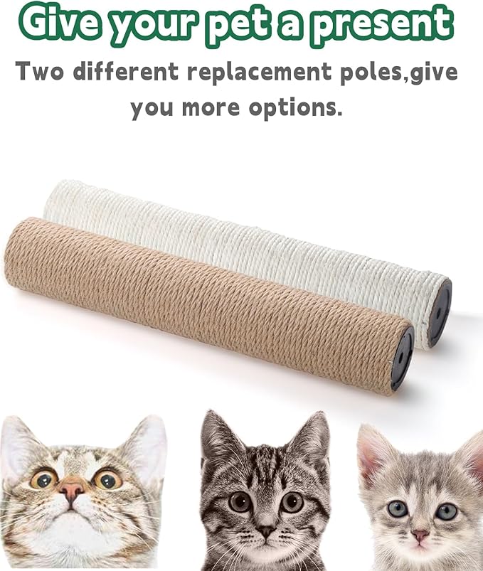 BNOSDM 4 Pcs 11.8”x2.75” M8 Replacement Scratching Post for Cat Tree Tower Rope Scratch Poles Refill Sisal Pole Part for Refurbishment Hemp Grey