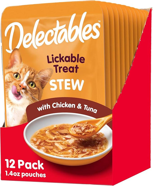 Hartz Delectables Stew Lickable Wet Cat Treats for Adult & Senior Cats, Chicken & Tuna, 1.4 Ounce (Pack of 12)
